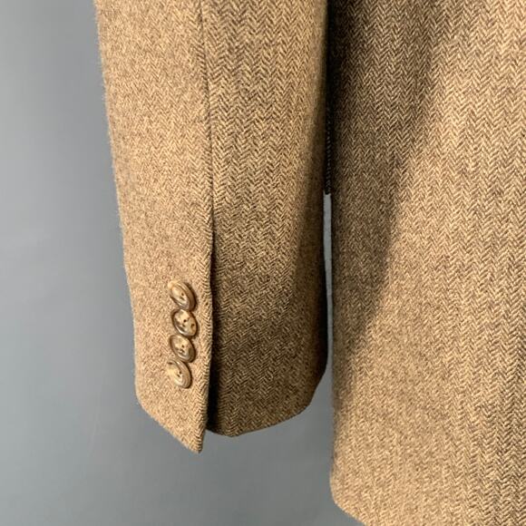 POLO by RALPH LAUREN Size 42 Long Brown Herringbone Virgin Wool Suit - Picture 7 of 15